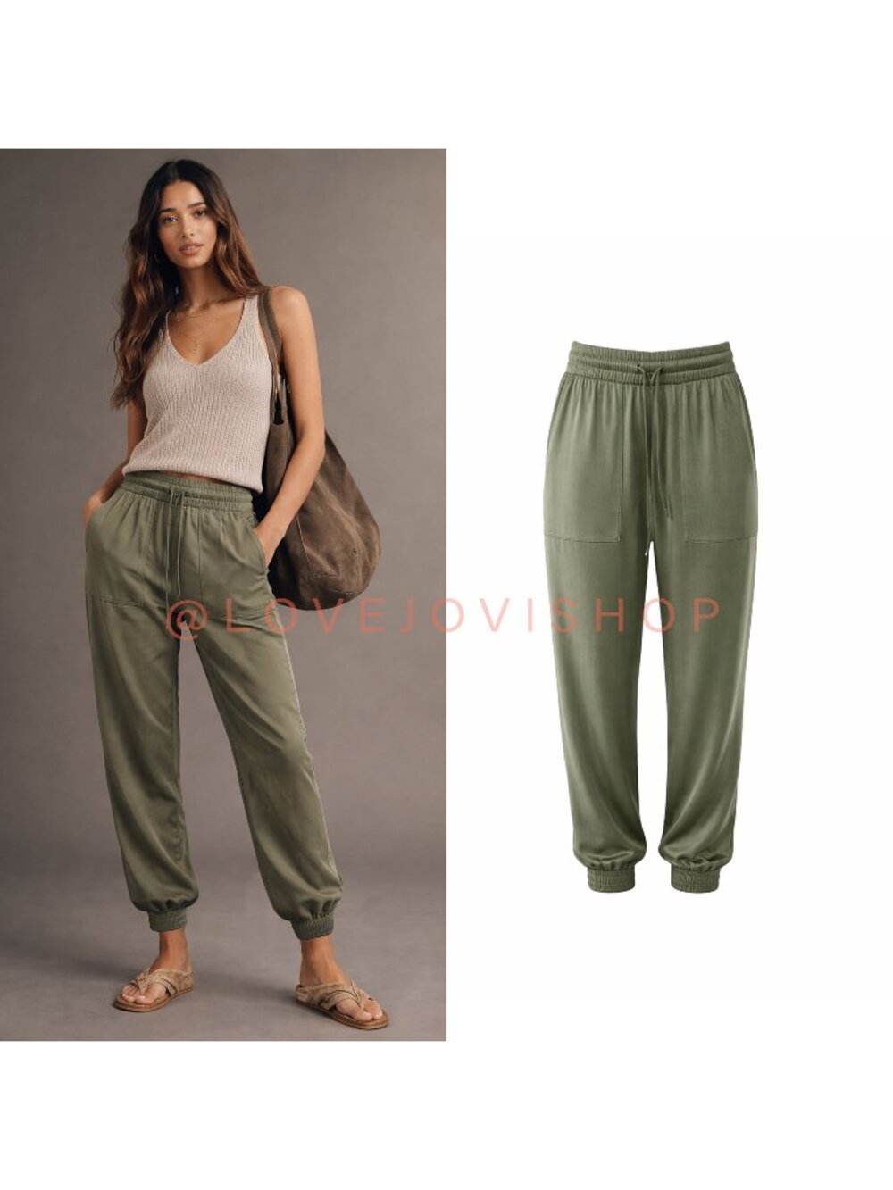 Bohemian | Ann Taylor Olive Joggers |  Soft Travel Lounge Coastal Athleisure | M